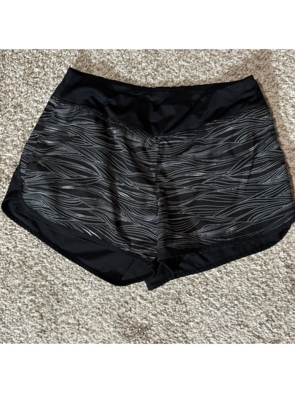 Layers Running Shorts Women's Size S Black Patterned Athletic Lined Drawstring